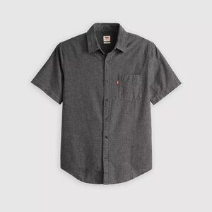 Black Levi's Short Sleeve Classic Collared Shirt